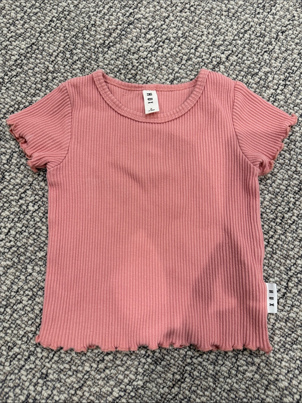 Huxbaby Ribbed Short Sleeve Tee in Dusty Pink